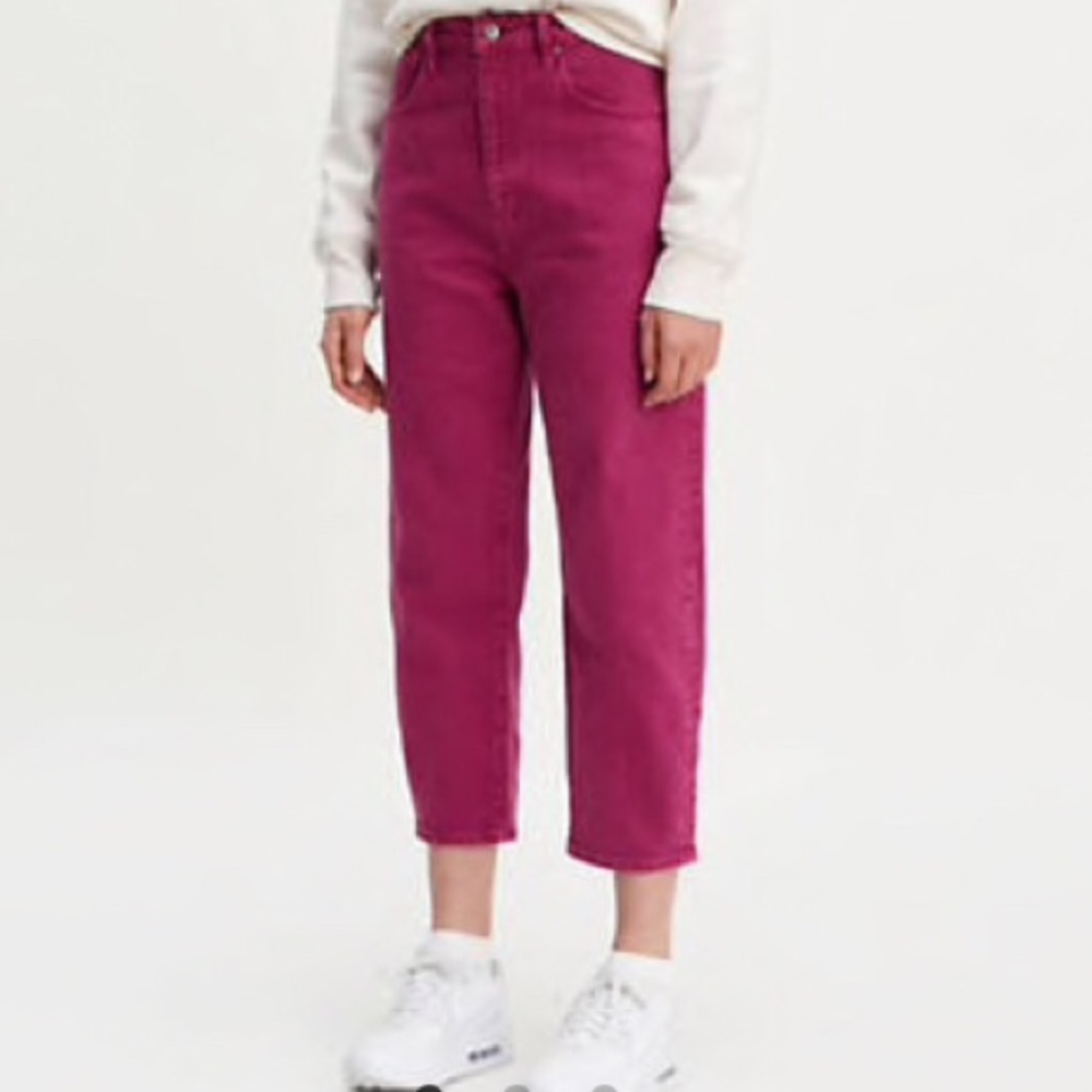 Levi’s Made and Crafted magenta barrel crop jean